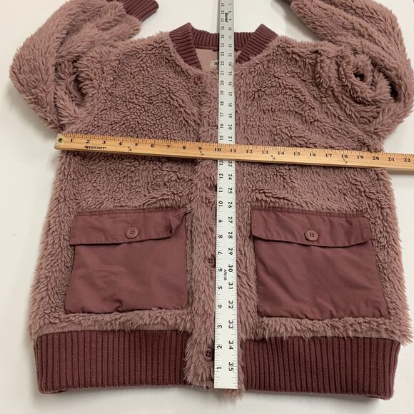 Burton Sherpa Jacket Women L Large Mauve Button Up Utility Pockets High Pile - Picture 8 of 13